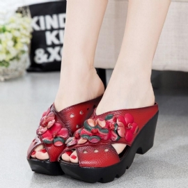 Zomer Wedges Nationale Leren Holle Sandalen