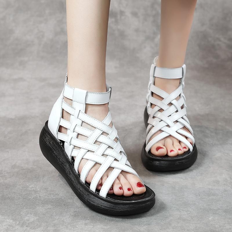 Zomerleer Hollow Soft Sole Casual Sandalen