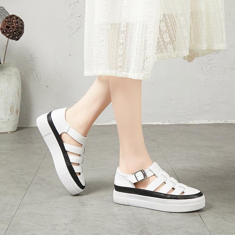 Zomermode Hollow Out Platform Sandalen Met Verstelbare Gesp