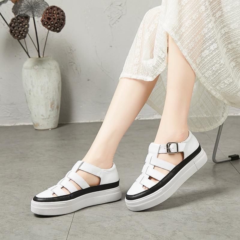 Zomermode Hollow Out Platform Sandalen Met Verstelbare Gesp