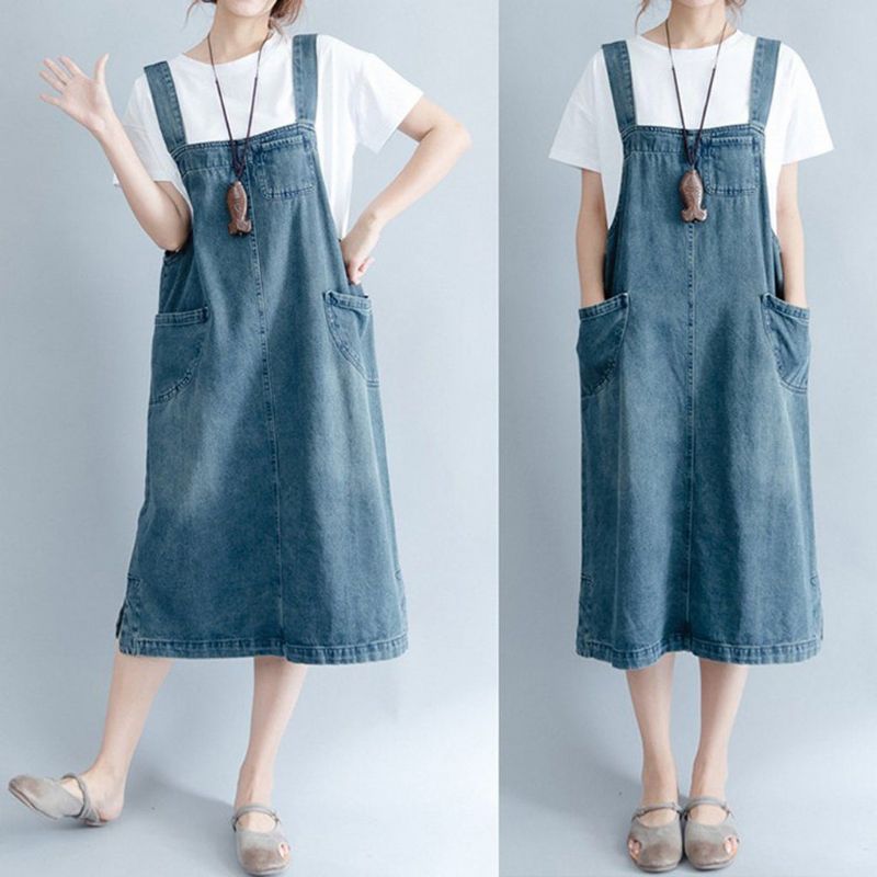 Effen Kleur Denim Casual Riem Rok