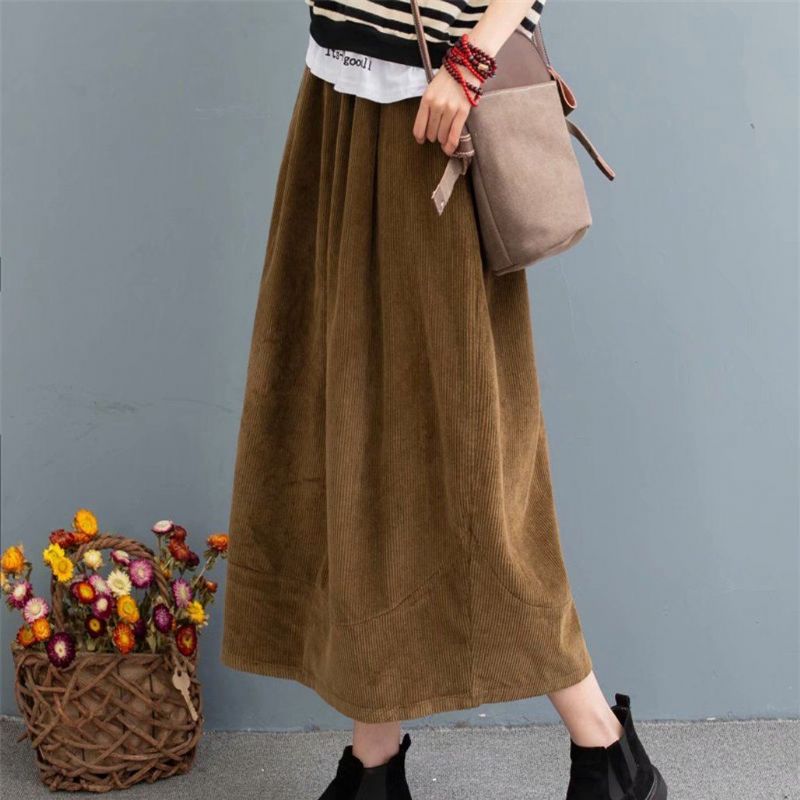 Herfst Retro Corduroy Casual Losse Rok