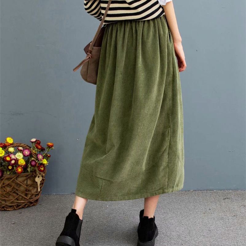 Herfst Retro Corduroy Casual Losse Rok