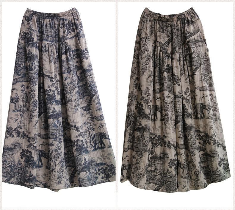 Katoenen Linnen Print Losse Vintage Rok