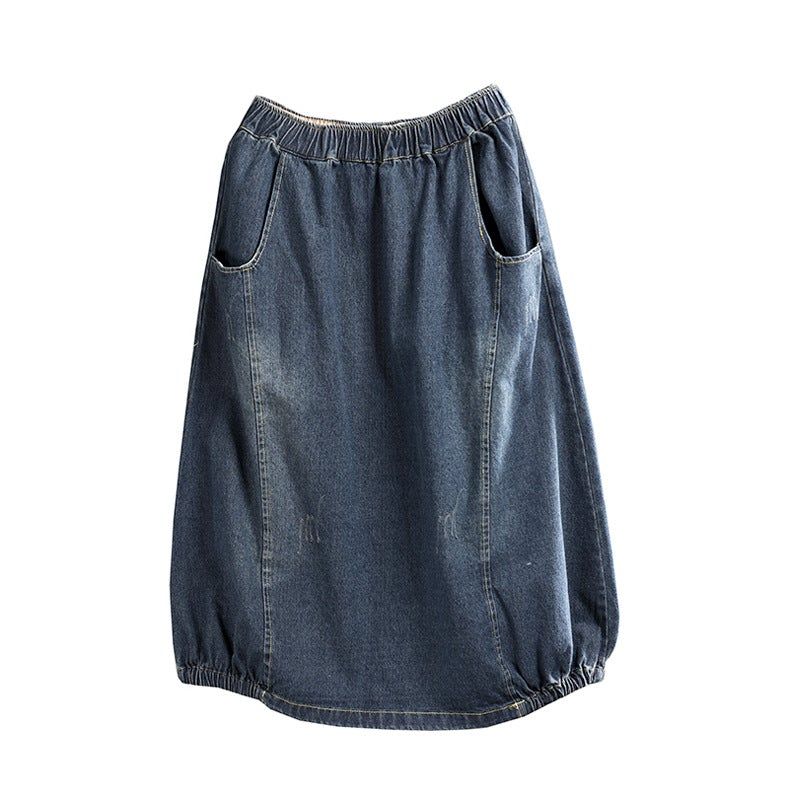 Lente Retro A-lijn Katoenen Denim Rok