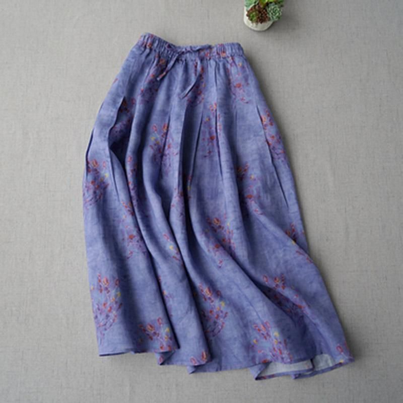 Lente En Zomer Losse Casual Print Rok