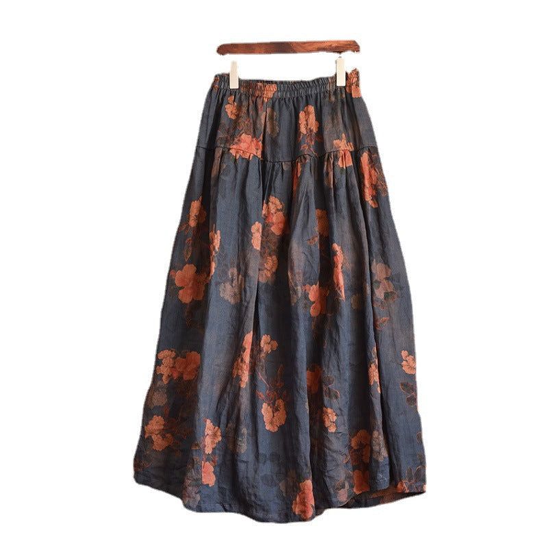 Plus Maat Lente Zomer Retro Bloemen Linnen Rok