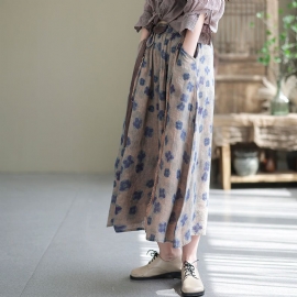 Plus Maat Zomer Vintage Bloemen Casual Linnen Rok