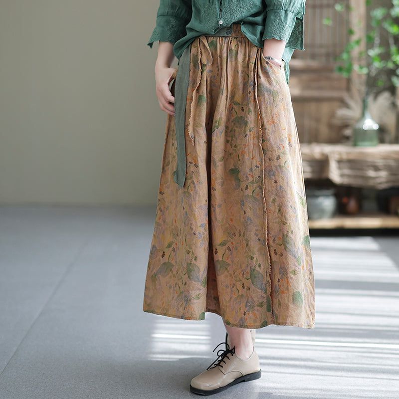 Plus Maat Zomer Vintage Bloemen Casual Linnen Rok