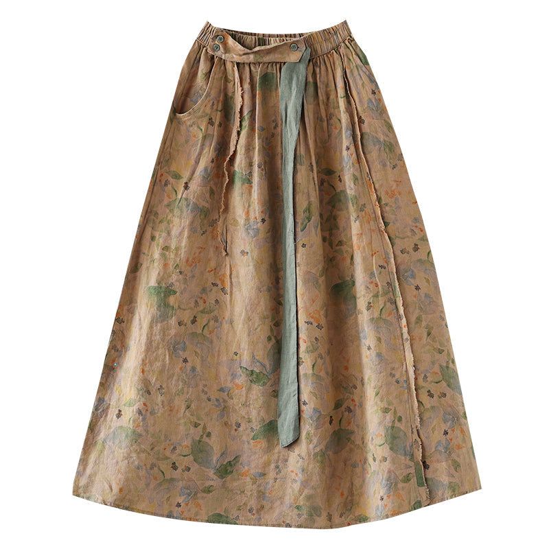 Plus Maat Zomer Vintage Bloemen Casual Linnen Rok