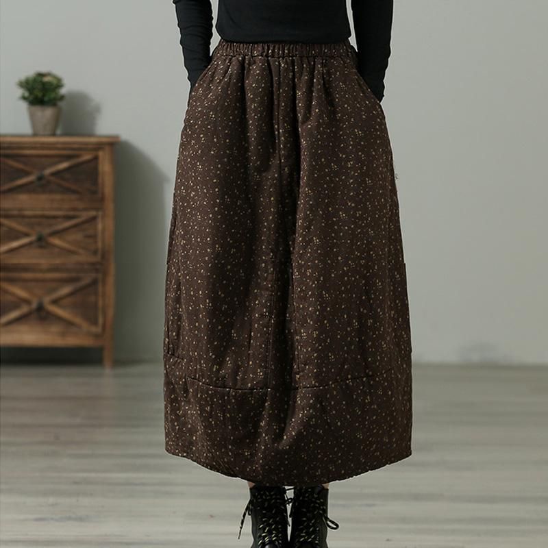 Winter Retro Bloemen Casual Losse Katoenen Linnen Rok