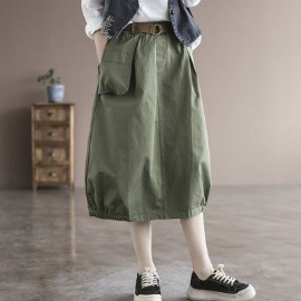 Zomer Effen Katoenen Vintage Losse Rok