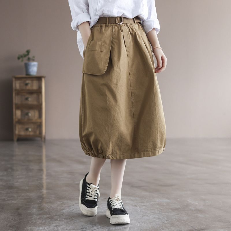 Zomer Effen Katoenen Vintage Losse Rok