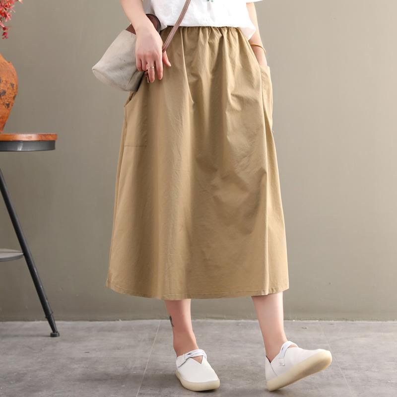 Zomer Hoge Taille Grote Zak Losse Casual Rok