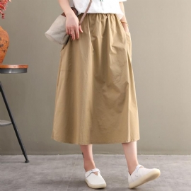 Zomer Hoge Taille Grote Zak Losse Casual Rok