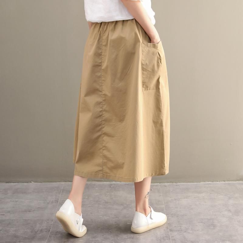 Zomer Hoge Taille Grote Zak Losse Casual Rok