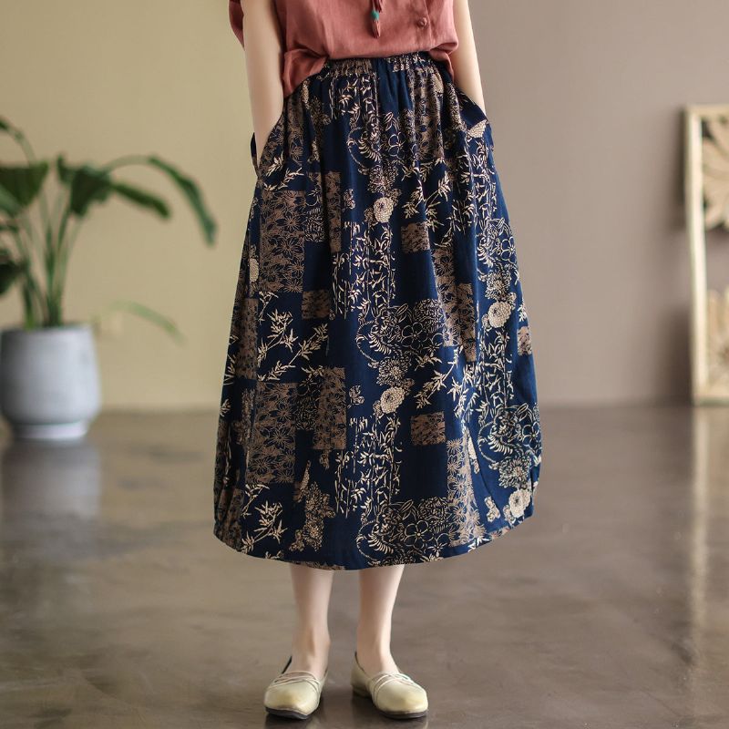 Zomer Vintage Bloemen A-lijn Katoenen Rok