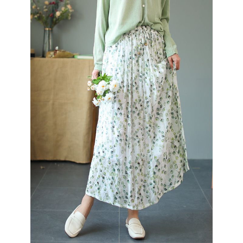 Zomer Vintage Bloemen Losse Lyocell Rok