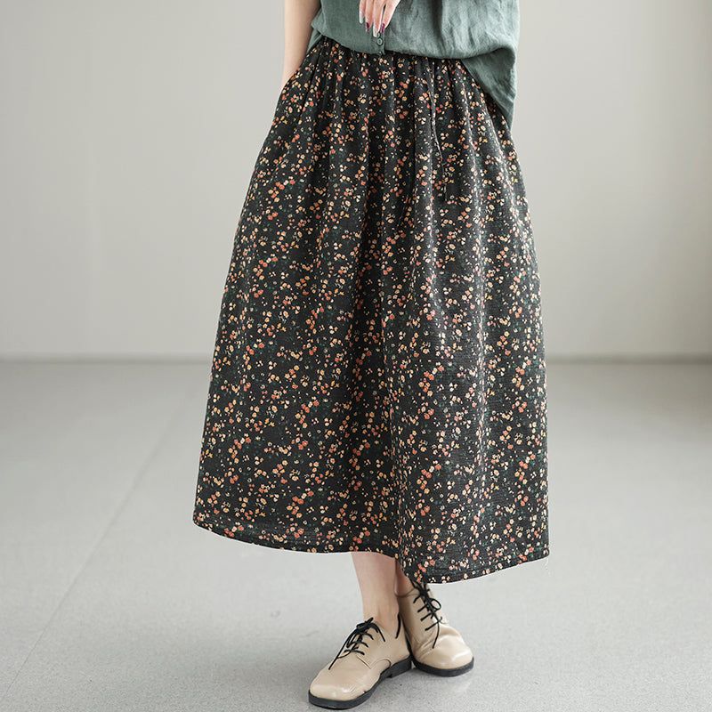 Zomer Vintage Casual Losse A-linnen Katoenen Linnen Rok