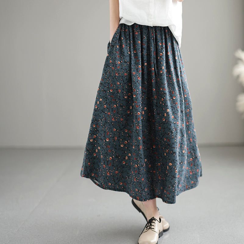 Zomer Vintage Casual Losse A-linnen Katoenen Linnen Rok