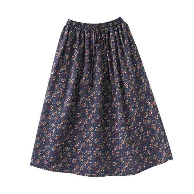 Zomer Vintage Casual Losse A-linnen Katoenen Linnen Rok