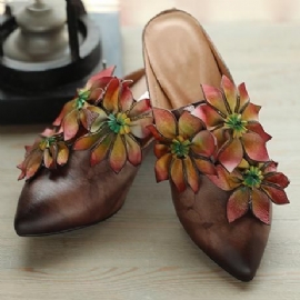 Bloemen Retro Amandel Teen Chunky Hakken Pantoffels 35-41