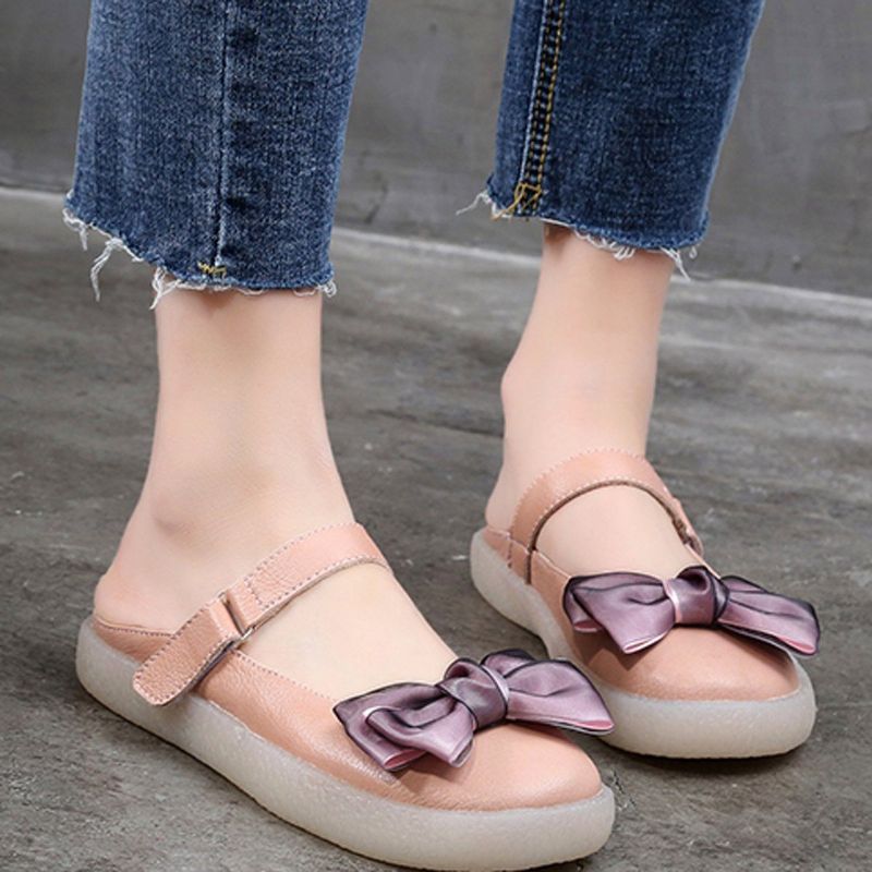 Dames Flat Bow-knot Plus Maat 34-43 Casual Velcro Slippers