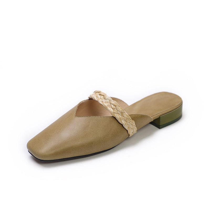 Dames Zomer Lederen Handmde Wedge Slippers