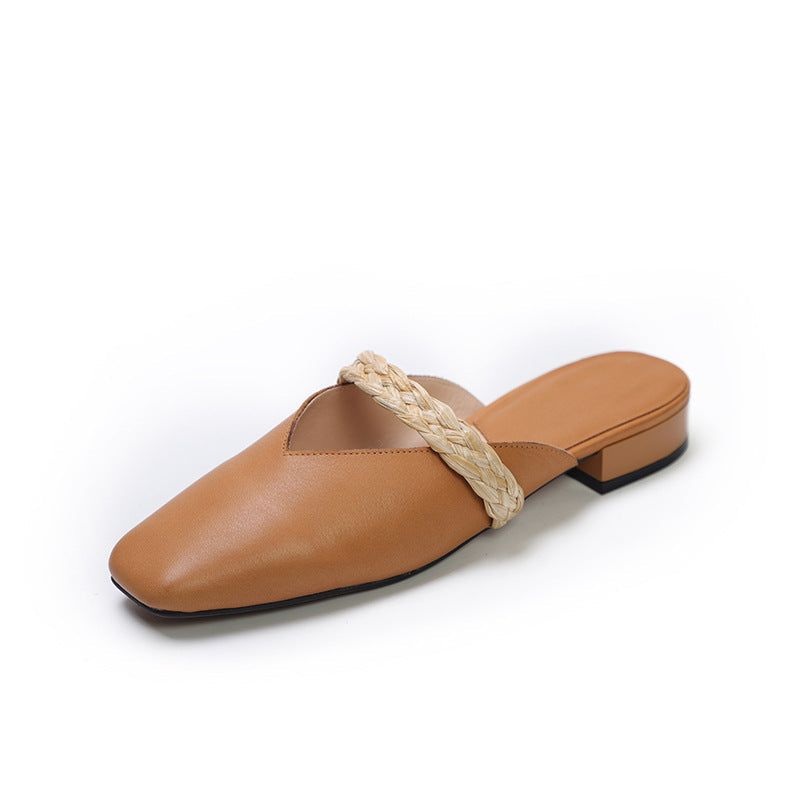 Dames Zomer Lederen Handmde Wedge Slippers