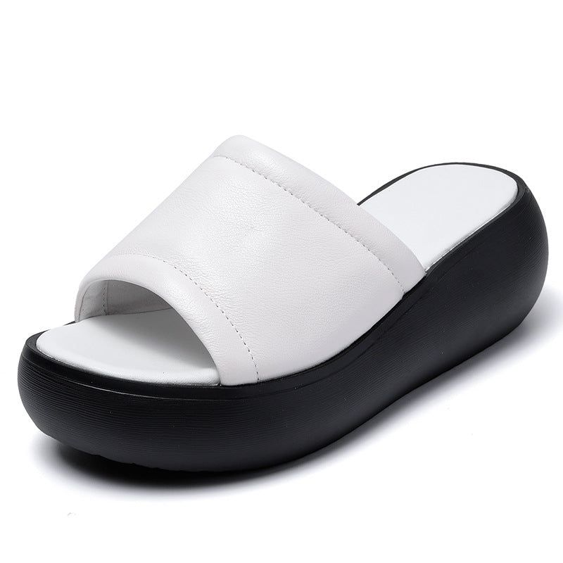 Dames Zomer Leren Casual Wedge Slippers