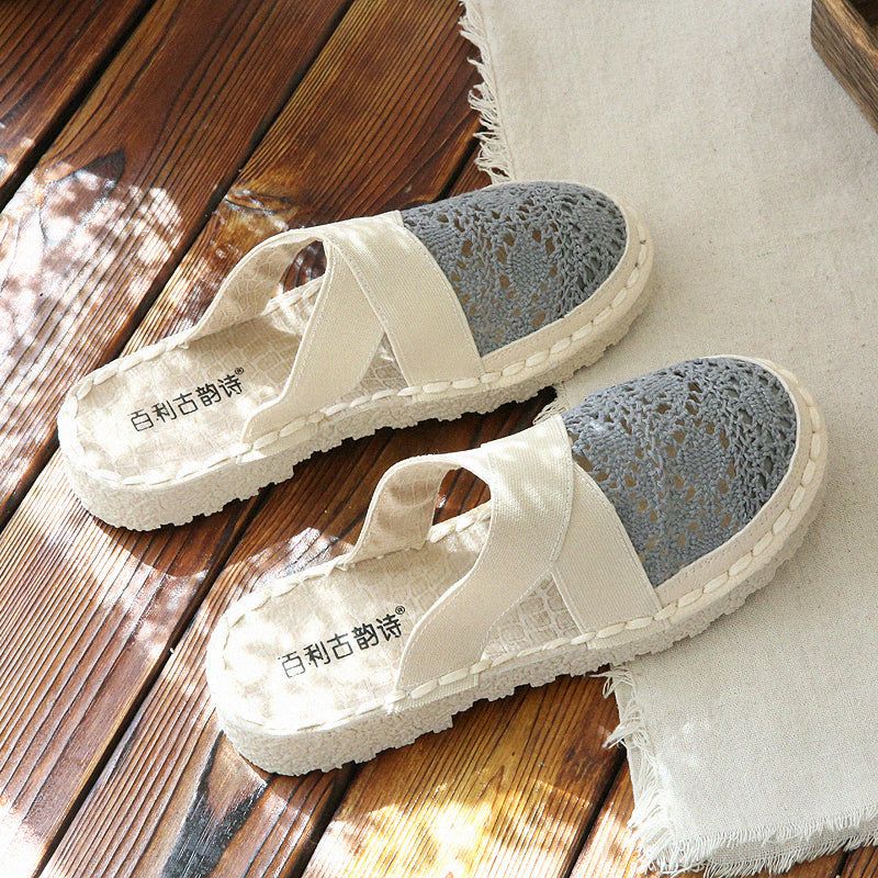 Dames Zomer Retro Hollow Canvas Casual Slippers