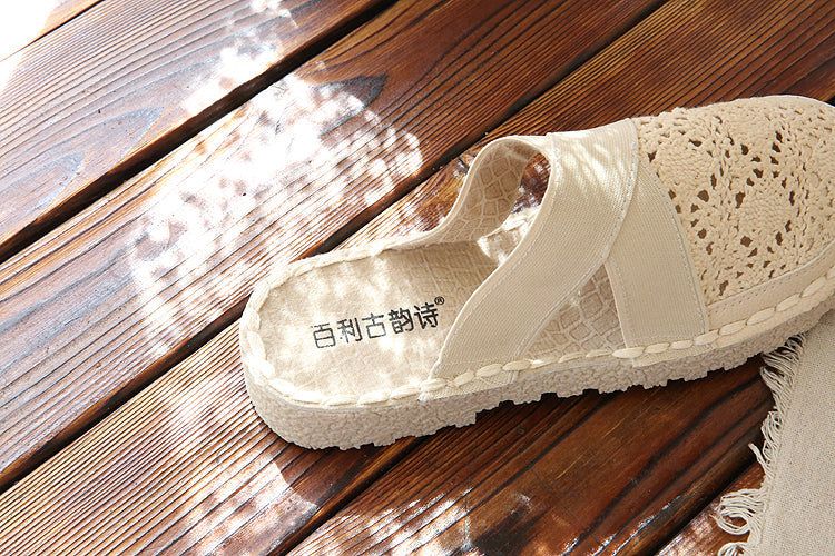 Dames Zomer Retro Hollow Canvas Casual Slippers