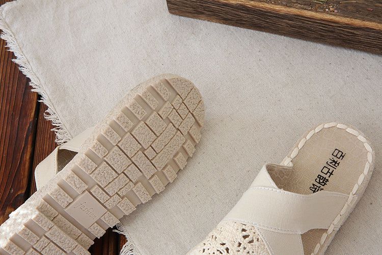 Dames Zomer Retro Hollow Canvas Casual Slippers