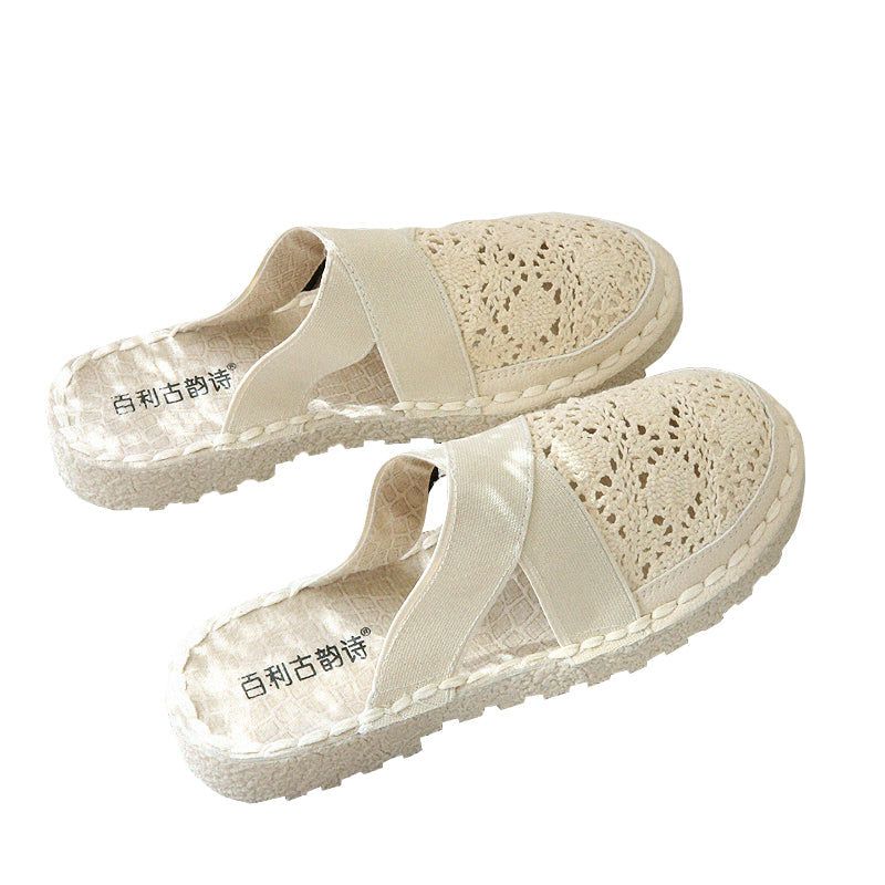 Dames Zomer Retro Hollow Canvas Casual Slippers