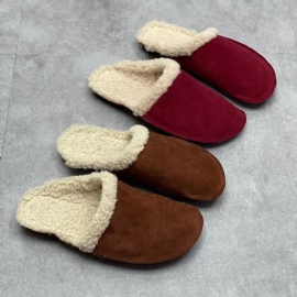 Winter Lederen Pluche Casual Retro Zachte Slippers