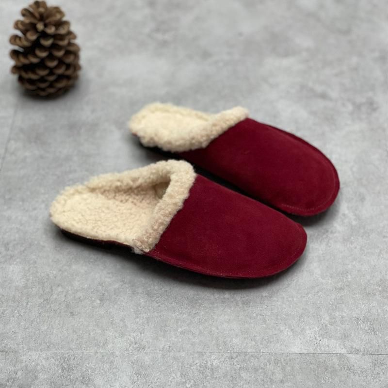 Winter Lederen Pluche Casual Retro Zachte Slippers