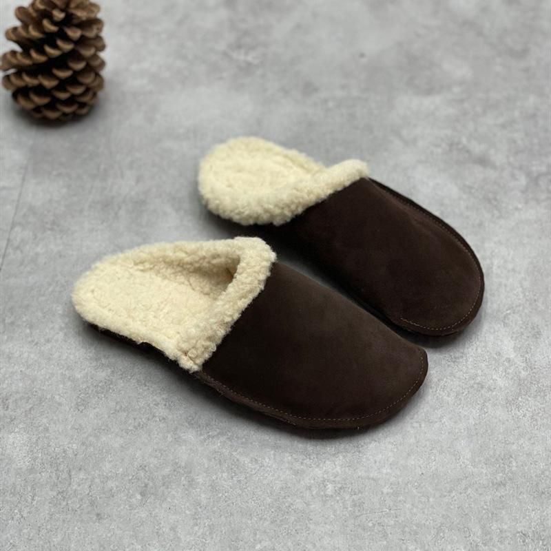 Winter Lederen Pluche Casual Retro Zachte Slippers