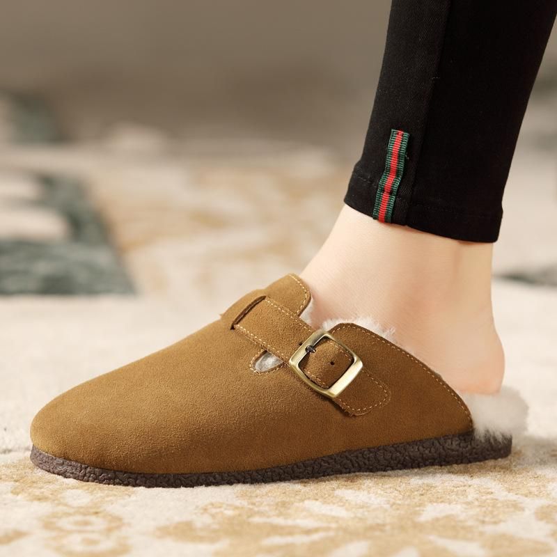 Winter Retro Leren Wollen Casual Slippers