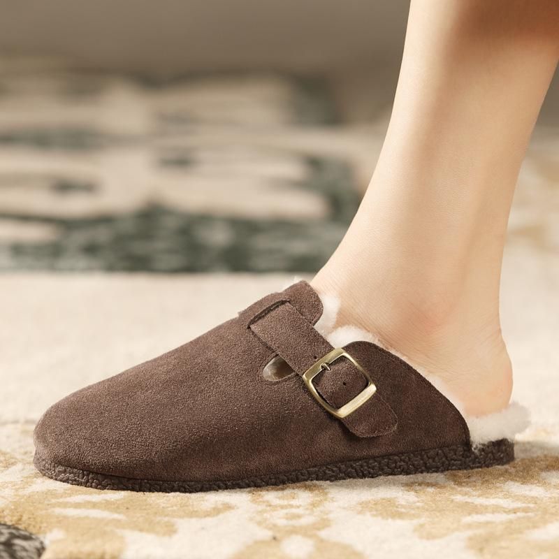 Winter Retro Leren Wollen Casual Slippers