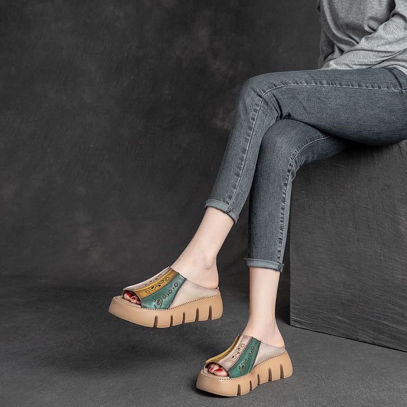 Zomer Kleur Matching Casual Leren Slippers