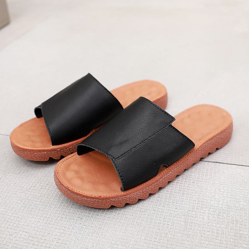 Zomer Platte Retro Leren Casual Slippers