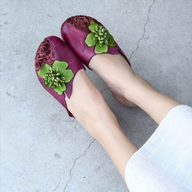 Zomer Vintage Bloemen Gevlochten Leren Casual Slippers