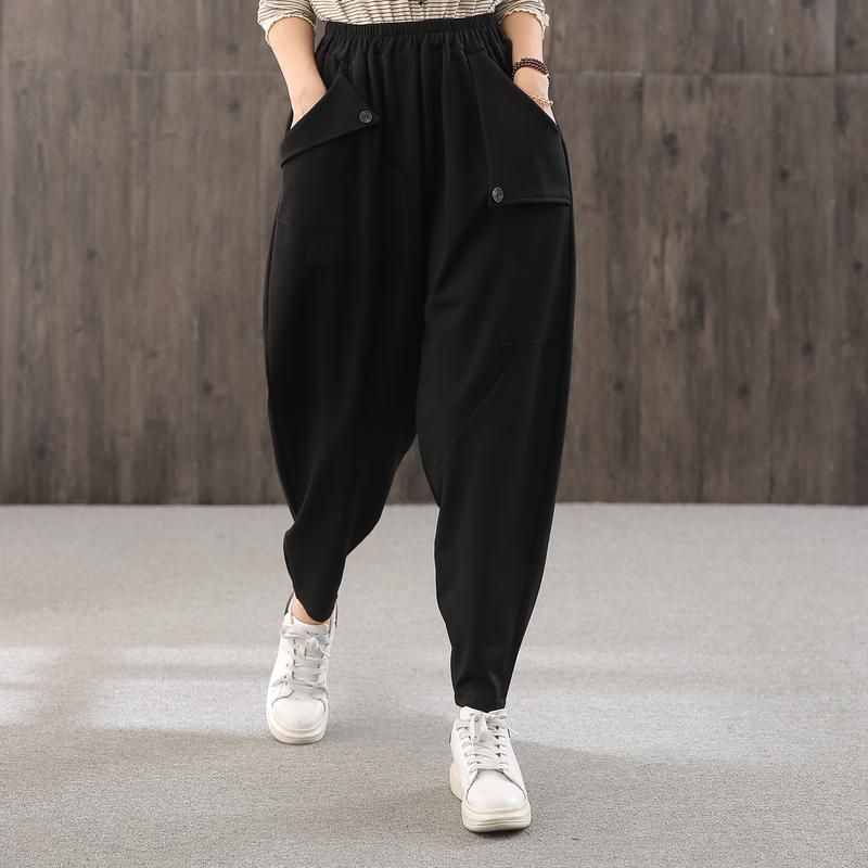 Asymmetrische Zakontwerp Losse Zwarte Joggingbroek