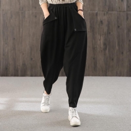 Asymmetrische Zakontwerp Losse Zwarte Joggingbroek