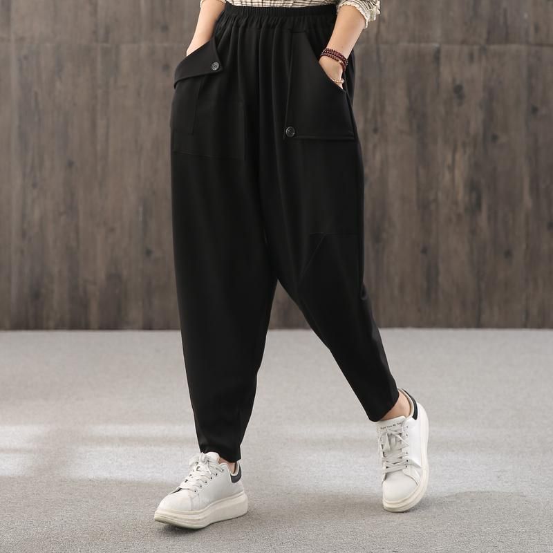 Asymmetrische Zakontwerp Losse Zwarte Joggingbroek