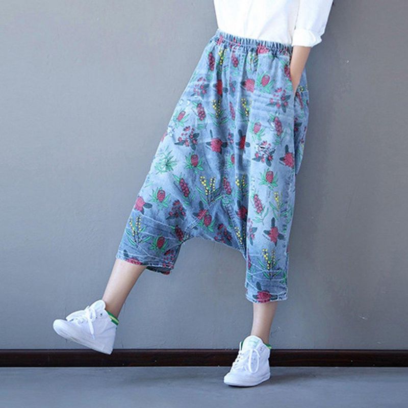 Bloemen Casual Drop Kruiszakken Broek