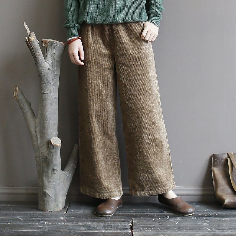 Corduroy Casual Broek Met Wijde Pijpen Lente