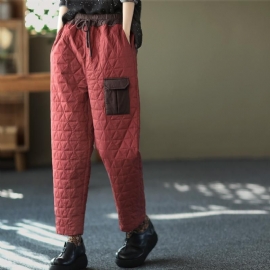 Dames Winter Dikke Patchwork Retro Casual Broek