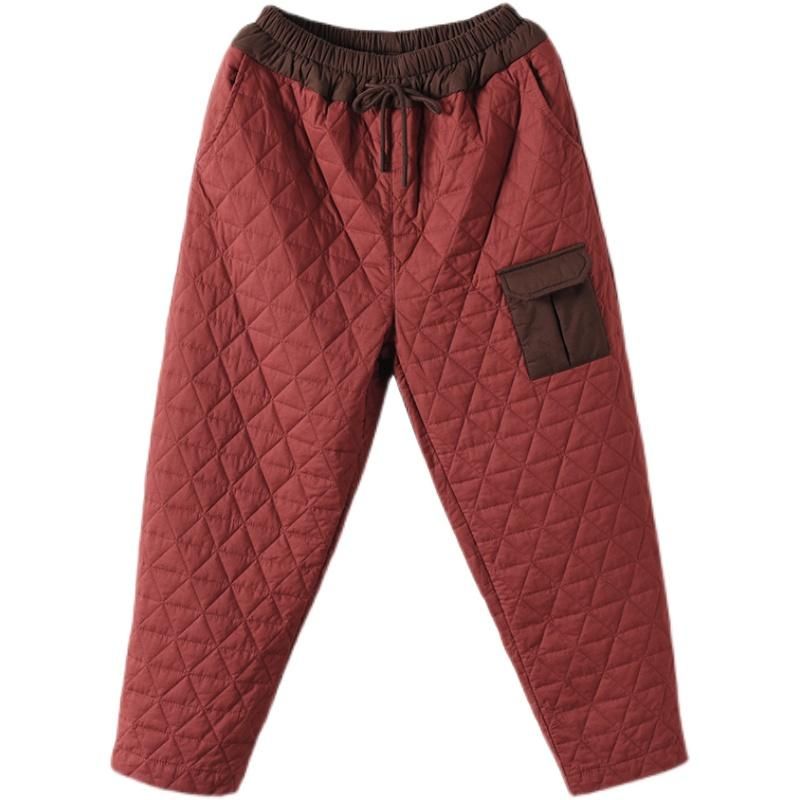 Dames Winter Dikke Patchwork Retro Casual Broek