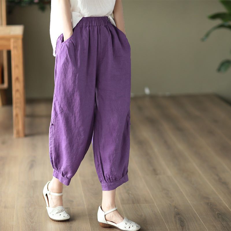 Dames Zomer Retro Linnen Losse Broek